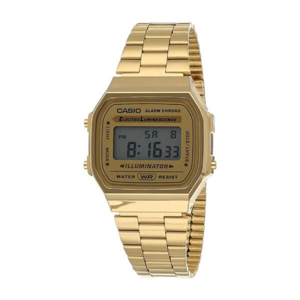 Casio A168WG-9EF Unisex Erwachsene Digital Quarz Uhr mit Edelstahl Armband