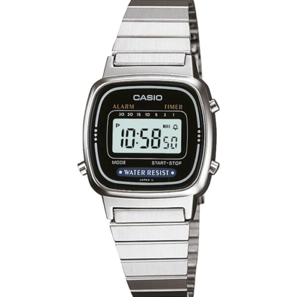 Casio Damen Digital mit Edelstahl Armbanduhr LA670W