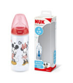 NUK Babyflasche 300ml First Choice+ mit Mickey & Minnie Motiv und Verpackung