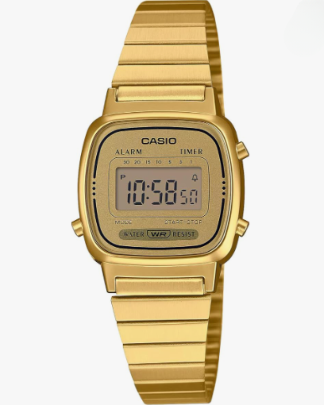 Casio LA670WGA-9D Damen Digitaluhr Gold – Vorderansicht Casio LA670WGA-9D Damen Digitaluhr Gold – Vorderansicht