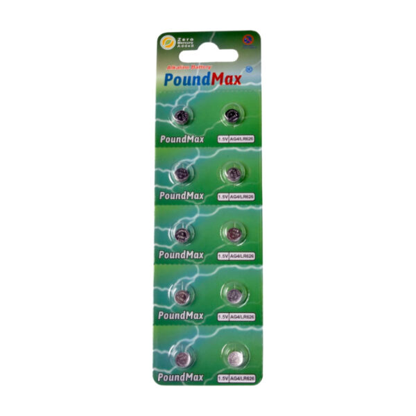 AG4 376/377 LR66 SR626 SR626SW 1.5 V PoundMax alkaline button battery, 10pcs
