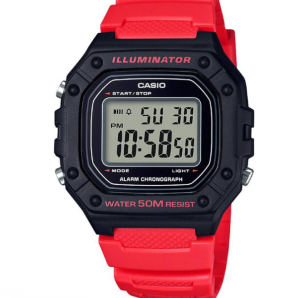 Casio W-218H-4BVEF Red Digital Men's Watch – Front View