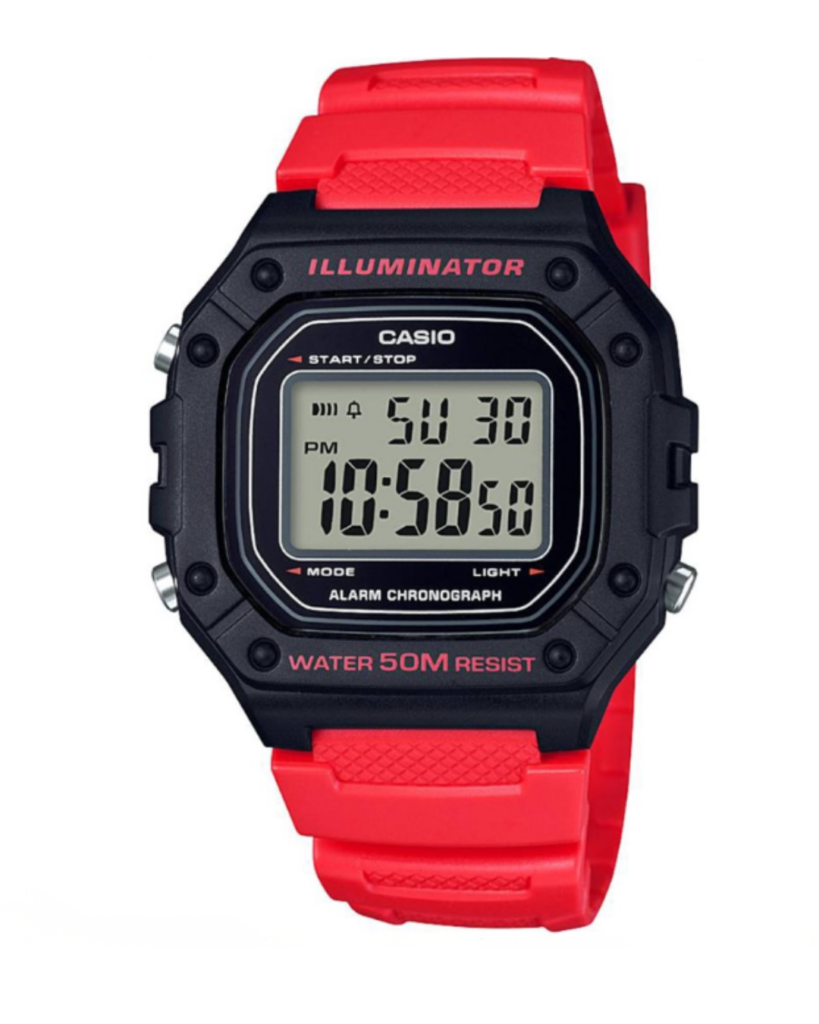 Casio W-218H-4BVEF Red Digital Men's Watch – Front View