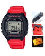 Casio W-218H-4BVEF Red Digital Watch – Multiple Angles
