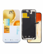 Back side of JK Premium in-cell display for iPhone 14 Pro Max with branded module box