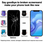 Broken iPhone 15 Pro display replacement before and after – JK Premium In-Cell FHD screen by Wolfsohn Electronics