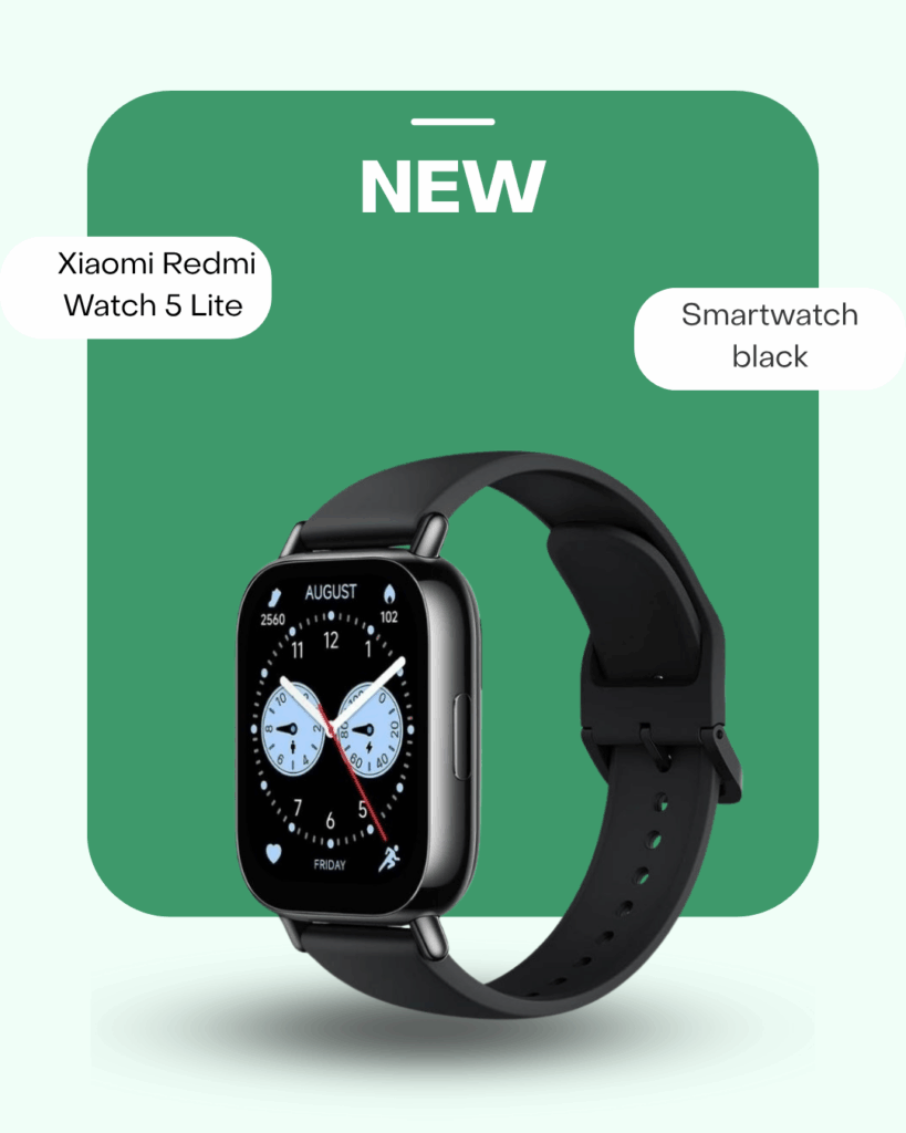 Xiaomi Redmi Watch 5 Lite Smartwatch Black – 1.96" AMOLED Display, 18 Days Battery, GNSS, Dual Mic – B2B Wholesale Europe