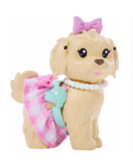 Kleiner Barbie Hund mit rosa Gingham-Rock und Eiscreme-Accessoire