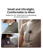 DJI Mic Mini Empfänger auf Kamera montiert mit Hinweis auf 400 Meter Reichweite