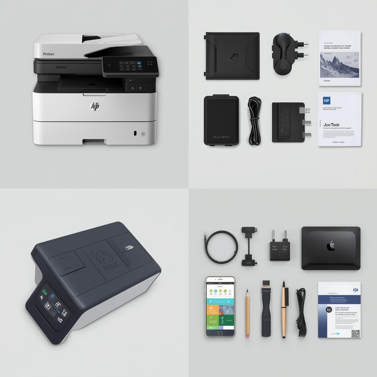 Kategorie-Header mit Symbolen für Drucker, Scanner und Zubehör auf hellem Hintergrund