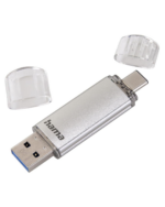 Hama FlashPen C-Laeta 128GB USB Stick mit USB-C und USB 3.0 Dual-Anschluss und geöffneten Schutzkappen