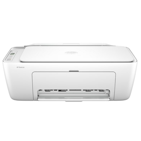 HP DeskJet 2810e All-in-One Farbdrucker in der Vorderansicht mit geschlossener Papierzufuhr