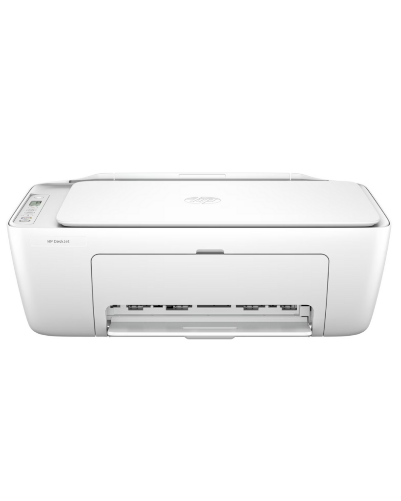 HP DeskJet 2810e All-in-One Farbdrucker in der Vorderansicht mit geschlossener Papierzufuhr