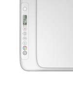 Schrägansicht des HP DeskJet 2810e von rechts mit geschlossener Frontklappe