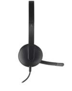 Seitenansicht des Logitech H340 USB Headsets mit Mikrofonarm