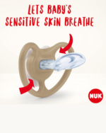 Seitenansicht des NUK Space Schnullers mit extra flachem und schmalem Sauger