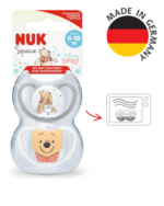 NUK Space Schnuller Verpackung mit Symbol für Mikrowellen-Sterilisation der Schnullerbox