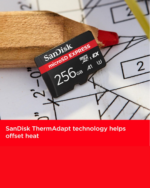 SanDisk microSD Express 256GB wird in ein Kameragerät bzw. eine Drohne eingesetzt.