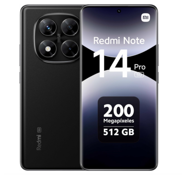 Xiaomi Redmi Note 14 Pro 5G 512GB Midnight Black mit 200MP Kameramodul und 6,67 Zoll Display Vorder- und Rückseite