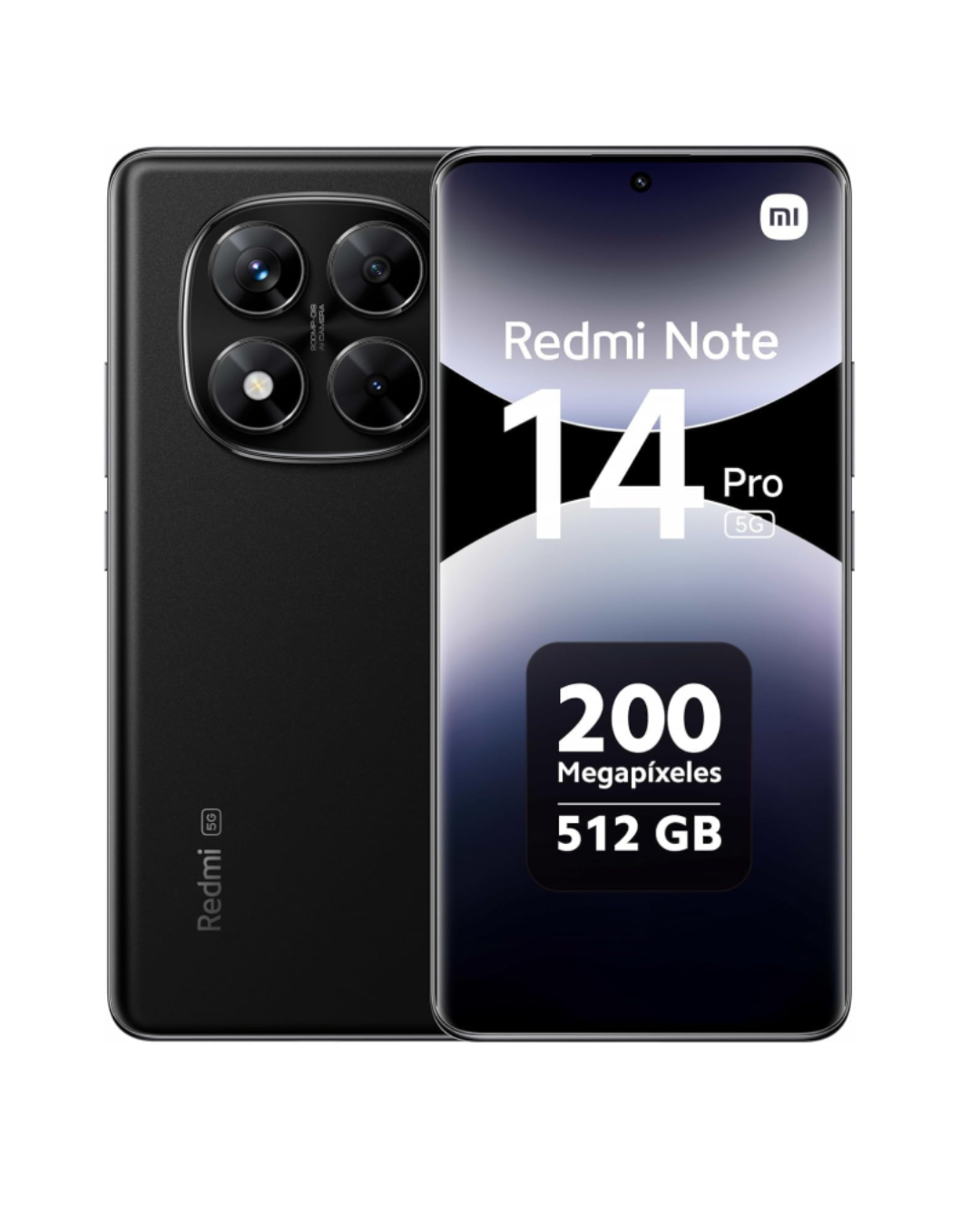 Xiaomi Redmi Note 14 Pro 5G 512GB Midnight Black – Front- und Rückansicht Xiaomi Redmi Note 14 Pro 5G 512GB Midnight Black mit 200MP Kameramodul und 6,67 Zoll Display Vorder- und Rückseite