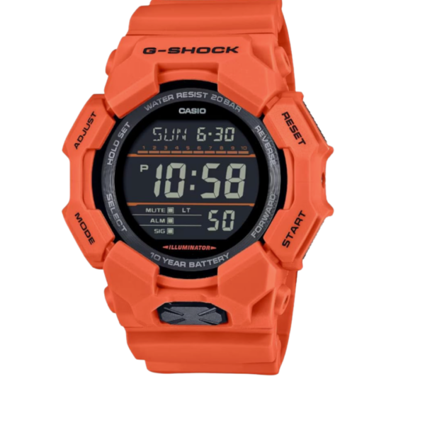Casio G-SHOCK GD-010-4ER – Robuste Digitaluhr mit 10-Jahres-Batterie in Orange