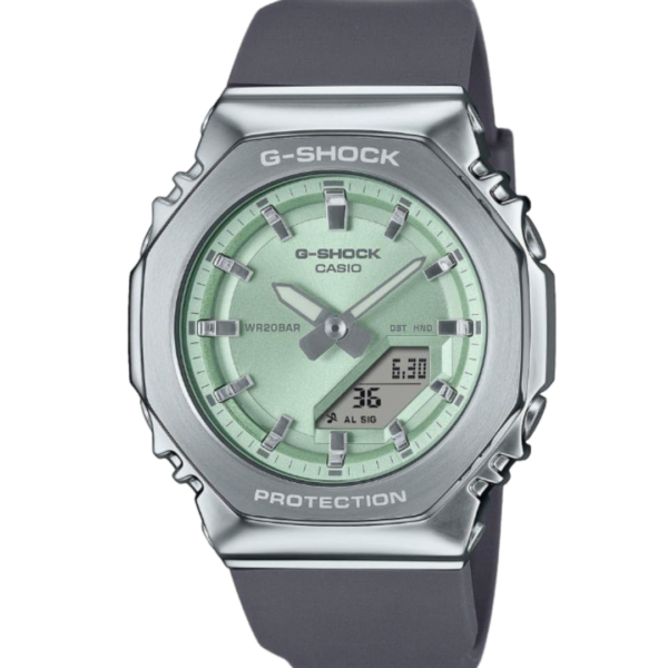 Casio G-SHOCK GM-S2110-3AER – Modernes Design mit Metall-Lünette & Grünem Zifferblatt