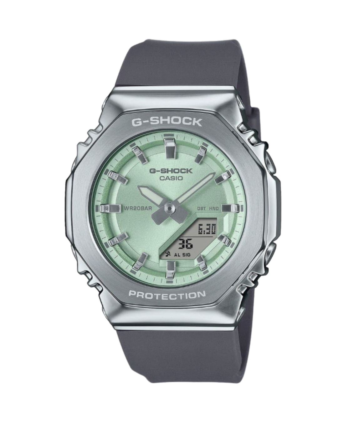 casio-g-shock-gm-s2110-3aer-metal-bezel-gruenes-zifferblatt Casio G-SHOCK GM-S2110-3AER – Modernes Design mit Metall-Lünette & Grünem Zifferblatt - Image 1