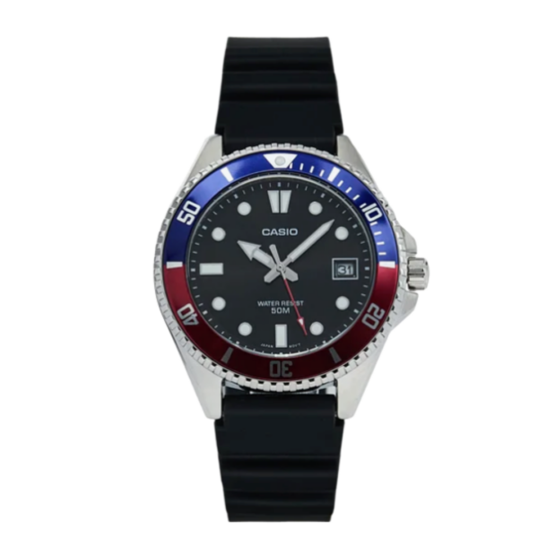 Casio MDV-10-1A2VEF Men's Analogue Quartz Watch – Blau/Rote Lünette