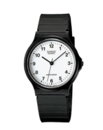 Casio MQ-24-7BLLEG Analoguhr mit weißem Zifferblatt und schwarzem Resinarmband
