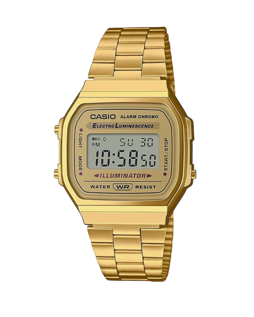 Casio Vintage Digitaluhr Gold Vorderansicht Wolfsohn B2B Markt